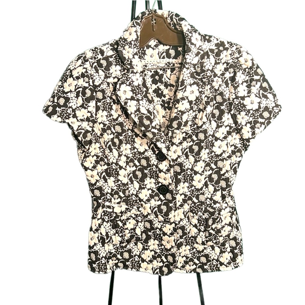 M women Blazer George Lapel Collar Two Front Pockets Buttoned Down Short Sleeve